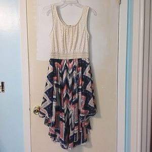 Dress With Lace Top and Chevron Bottom